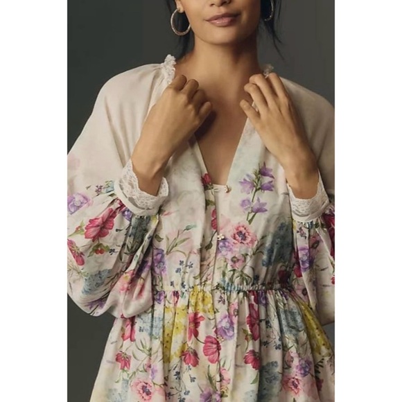 📌 ( Sold ) NWT Anthropologie Let Me Be V-Neck A-Line Mini Dress - Picture 2 of 6